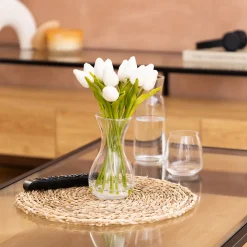 Composition tulipes avec vase Hector blanc H28,5cm - Atmosphera