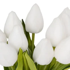 Composition tulipes avec vase Hector blanc H28,5cm - Atmosphera