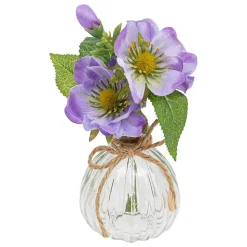 Composition vase et fleurs artificielles H17cm - Blanc- Atmosphera