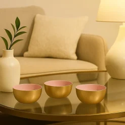 Coupelle ronde en métal doré, rose 10cm
