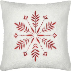 Coussin - Effet bouclette avec motif flocon (45x45 cm - Ecru)
