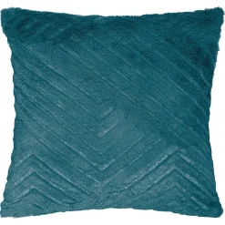 Coussin - effet fourrure - bleu canard - 45x45 cm - Atmosphera