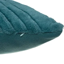 Coussin - effet fourrure - bleu canard - 45x45 cm - Atmosphera
