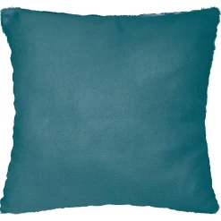 Coussin - effet fourrure - bleu canard - 45x45 cm - Atmosphera