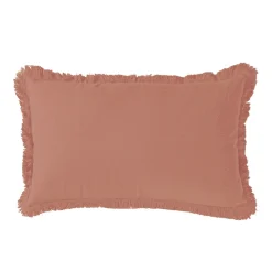 Coussin à franges colombe argile 30X50