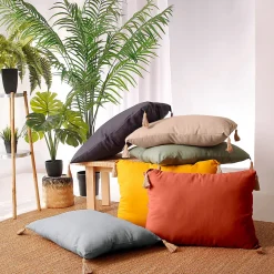 Coussin à pompoms 50 x 70 cm - 50x70cm - Gris