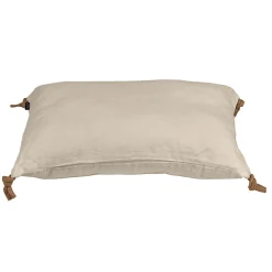 Coussin 40 x 60 cm en lin lavé sable avec 4 nouettes en jute - LUISA