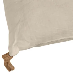 Coussin 40 x 60 cm en lin lavé sable avec 4 nouettes en jute - LUISA
