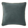 Coussin 45 x 45 cm velours de coton bleu canard et jute - MIRABEL