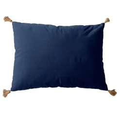 Coussin avec pompons en jute (50x70 cm - Bleu Marine)