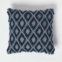 Coussin bleu marine et turquoise tula, 45 x 45 cm - HOMESCAPES