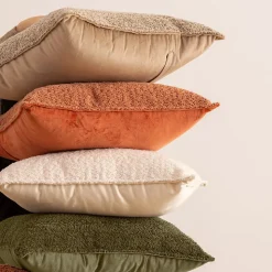 Coussin bouclette Soana beige lin 45x45cm - Atmosphera