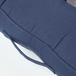 Coussin bouée en velours de coton - bleu marine - HOMESCAPES