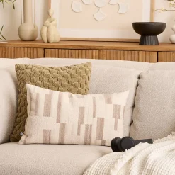 Coussin Calix beige lin 50x30cm - Atmosphera