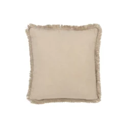 Coussin carré à broderie en coton gris 52x52x15 cm