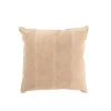 Coussin carré à rayures en coton beige 45x45x12 cm