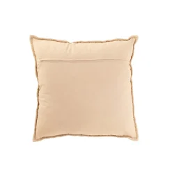Coussin carré à rayures en coton beige 45x45x12 cm