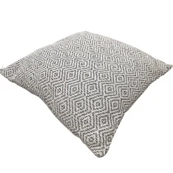 Coussin carré 40 x 40 cm coton brodé avec motifs losanges noirs - EMBER