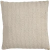Coussin carré 40 x 40 cm en coton brodé en lignes beige - TWINKLE