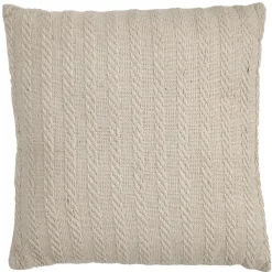 Coussin carré 40 x 40 cm en coton brodé en lignes beige - TWINKLE