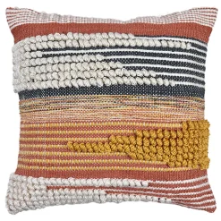Coussin carré Deko & Co macramé terracotta L.45 x l.45 cm