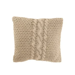 Coussin carré en coton beige 50x50x12 cm