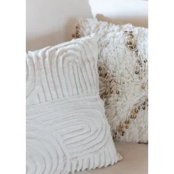 Coussin carré en coton blanc et doré 47x47cm