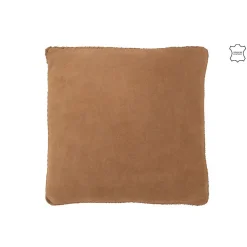 Coussin carré en cuir marron 45x45x7 cm