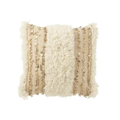 Coussin carré en polyester beige 45x45x12 cm