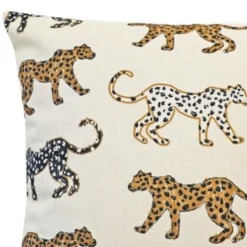 Coussin carré Leopold imprimé tigres beige L.45 x l.45cm Deco&co
