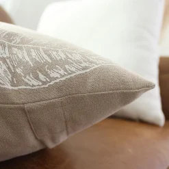 Coussin carré motif nature épuré (40x40 cm - Naturel)