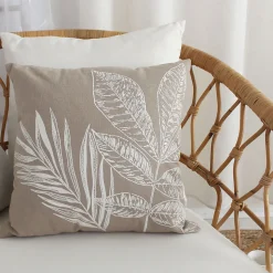 Coussin carré motif nature épuré (40x40 cm - Naturel)