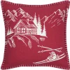 Coussin chalet montagne en coton (45x45 cm - Rouge)