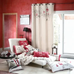 Coussin chalet montagne en coton (45x45 cm - Rouge)