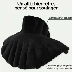 Coussin chauffant, tour de cou pour épaules et nuque - Noir - Vivezen