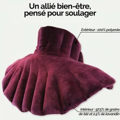 Coussin chauffant, tour de cou pour épaules et nuque - Prune - Vivezen