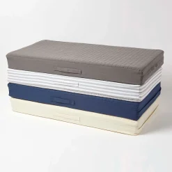 Coussin d'assise déhoussable pour canapé 2 places en coton, bleu marine - HOMESCAPES