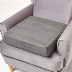 Coussin d'assise déhoussable en suédine, gris - HOMESCAPES