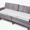 Coussin d'assise déhoussable pour canapé 3 places en coton, gris rayé - HOMESCAPES