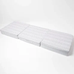 Coussin d'assise déhoussable pour canapé 3 places en coton, gris rayé - HOMESCAPES