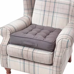 Coussin d'assise rehausseur en coton gris ardoise, 50 x 50 x 10 cm - HOMESCAPES