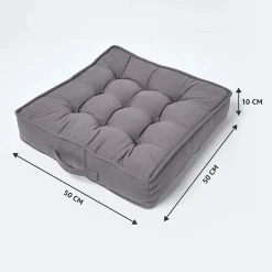 Coussin d'assise rehausseur en coton gris ardoise, 50 x 50 x 10 cm - HOMESCAPES