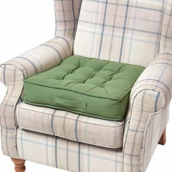 Coussin d'assise rehausseur en coton vert foncé, 50 x 50 x 10 cm - HOMESCAPES