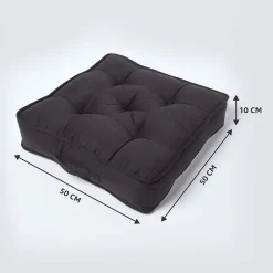 Coussin d'assise rehausseur en suédine noir, 50 x 50 x 10 cm - HOMESCAPES
