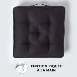 Coussin d'assise rehausseur en suédine noir, 50 x 50 x 10 cm - HOMESCAPES