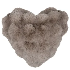 Coussin décoratif cœur imitation fourrure (40x45 cm - Naturel)