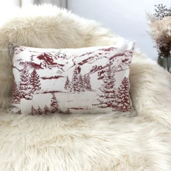 Coussin décoratif déhoussable style montagne (30x50 cm - Rouge)