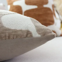 Coussin décoratif déhoussable jacquard motif moderne (40x40 cm - Beige)