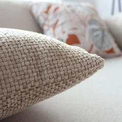 Coussin décoratif en velours chenillé (40x40 cm - Naturel)
