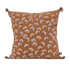 Coussin décoratif imprimé motif floral (45x45 cm - Marron Brun)